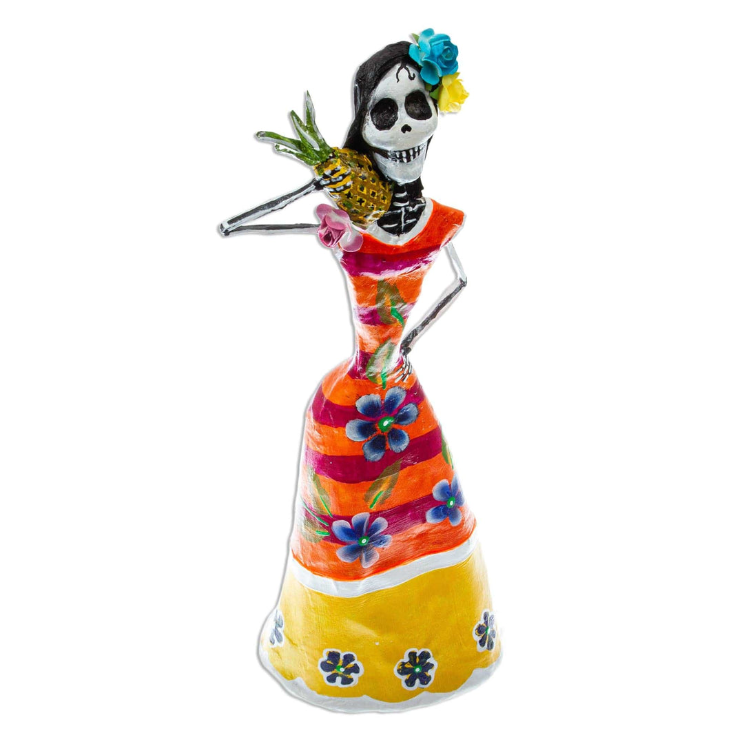 Papier Mache Statuette - Catrina with Pineapple