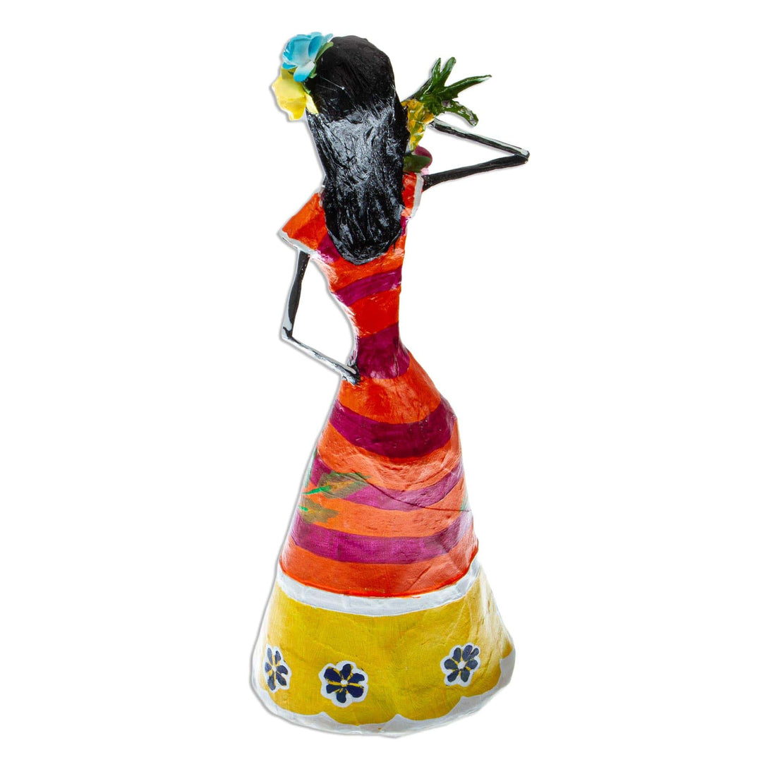 Papier Mache Statuette - Catrina with Pineapple