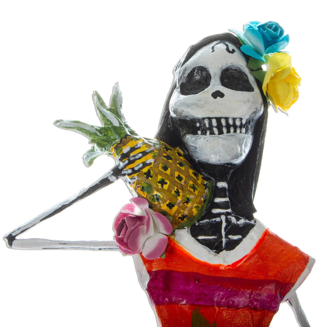 Papier Mache Statuette - Catrina with Pineapple