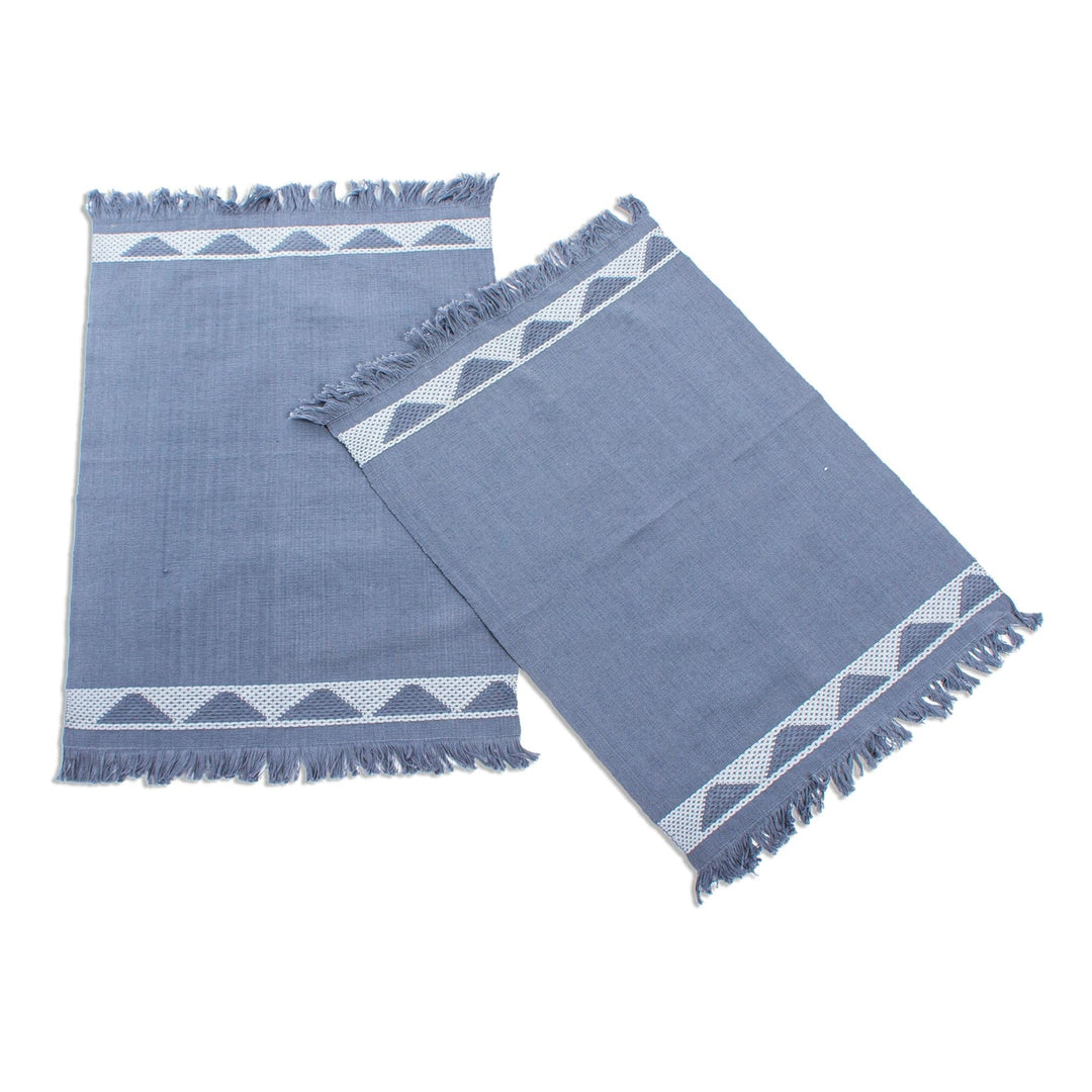 Grey Hand Woven Placemats from Guatemala (Pair) - Mountain Vista in Grey