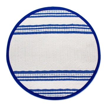 Blue and Off-White All Cotton Woven Tortilla Holder - Lapis Lagoon