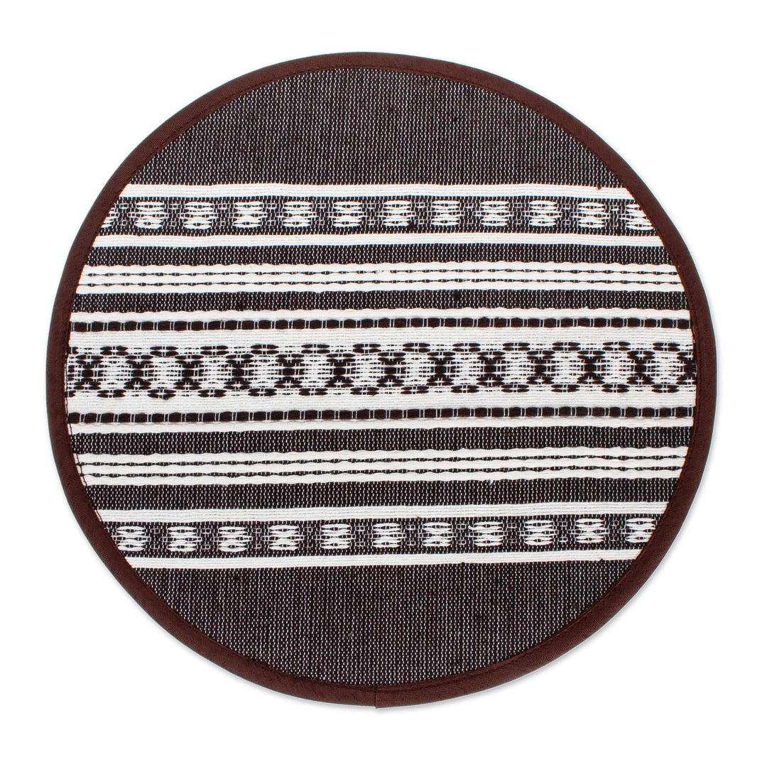 Artisan Hand Woven Brown Striped Tortilla Holder - Oaxacan Coffee