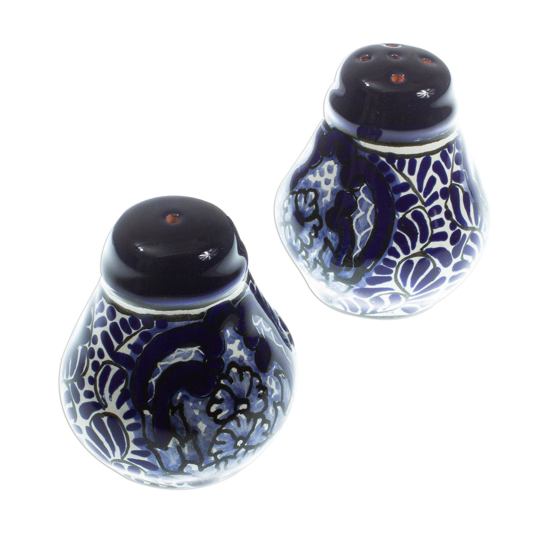 Blue and White Talavera Style Ceramic Salt & Pepper Shakers - Puebla Kaleidoscope