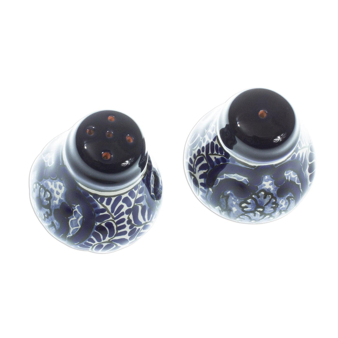 Blue and White Talavera Style Ceramic Salt & Pepper Shakers - Puebla Kaleidoscope