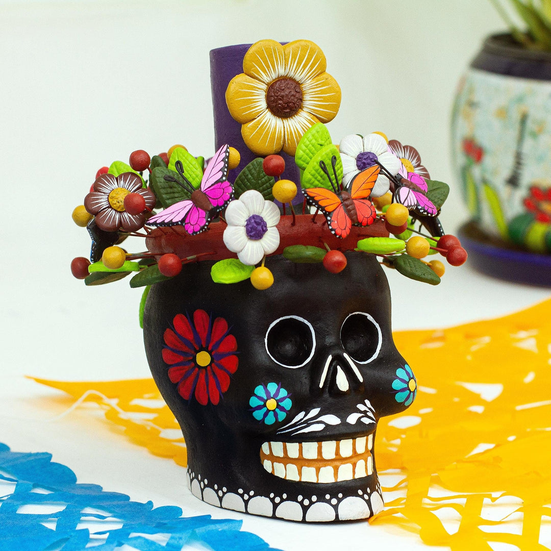 Black Floral Skull