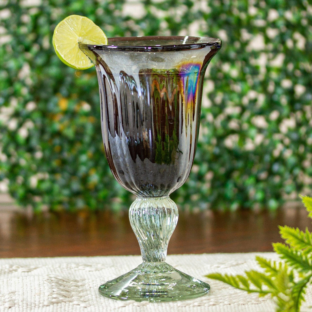 Fluted Hand Blown Glass Goblets in Purple (Set of 4) - Royal Fete