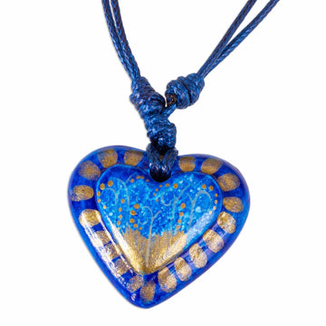 Handpainted Papier Mache Necklace - Deep Sea Illusion