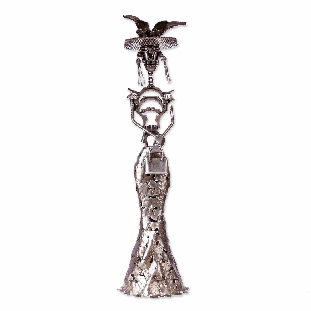 Recycled Metal Catrina Sculpture