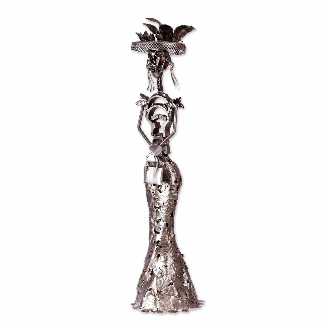 Recycled Metal Catrina Sculpture