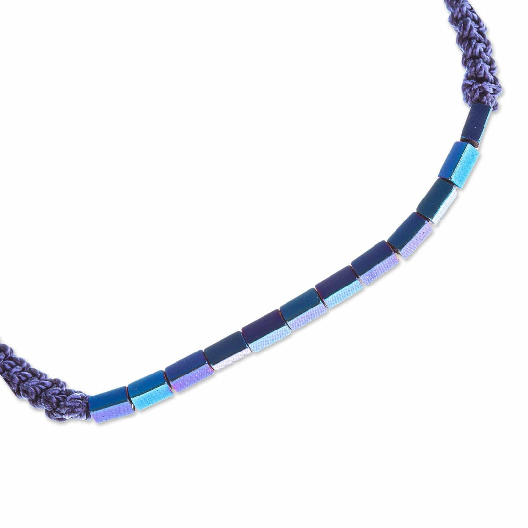 Adjustable Hematite Beaded Bracelet - Azure