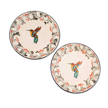 Hummingbird-Themed Ceramic Salad Plates (Pair) - Colibri