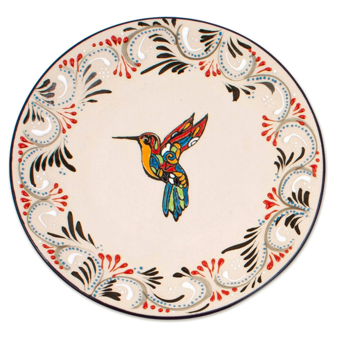 Hummingbird-Themed Ceramic Salad Plates (Pair) - Colibri