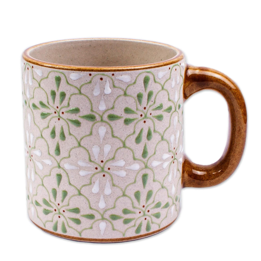 Handmade Ceramic Mug from Mexico - Flourish in Green