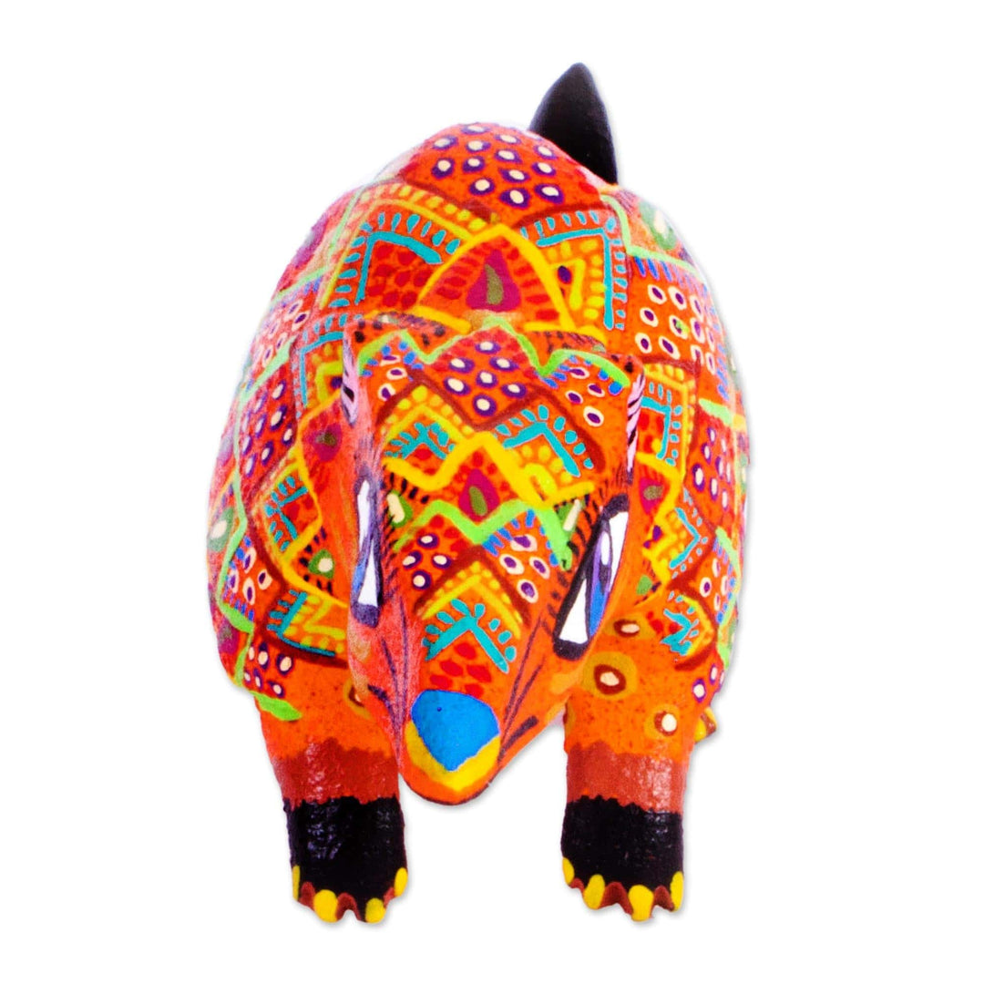 Hand Crafted Copal Wood Pangolin Alebrije from Mexico - Rainbow Pangolin