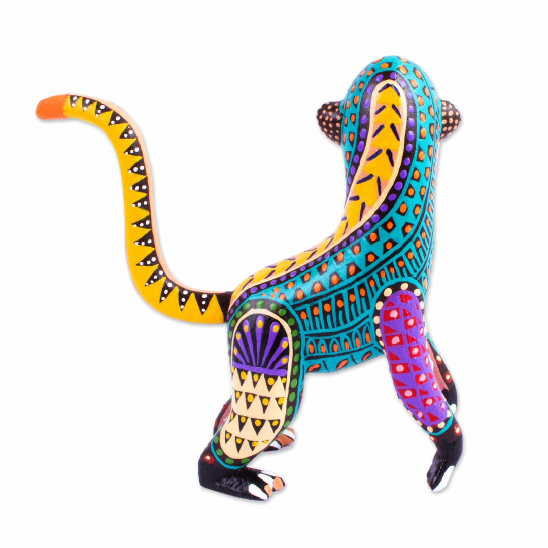Hand Crafted Copal Wood Monkey Alebrije from Mexico - Rainbow Monkey