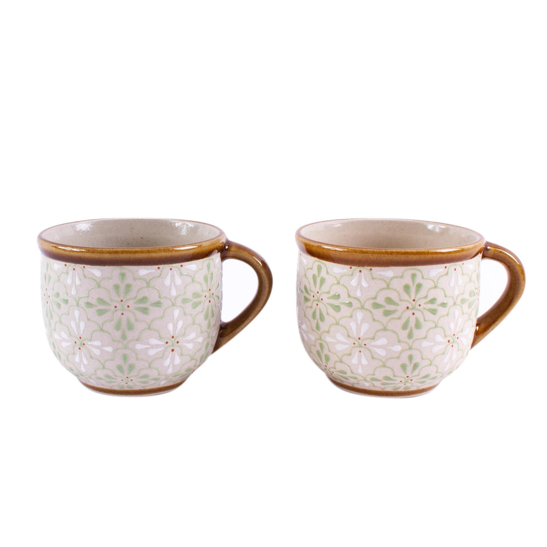 Fair Trade Ceramic Mugs (Pair) - Flourish in Green