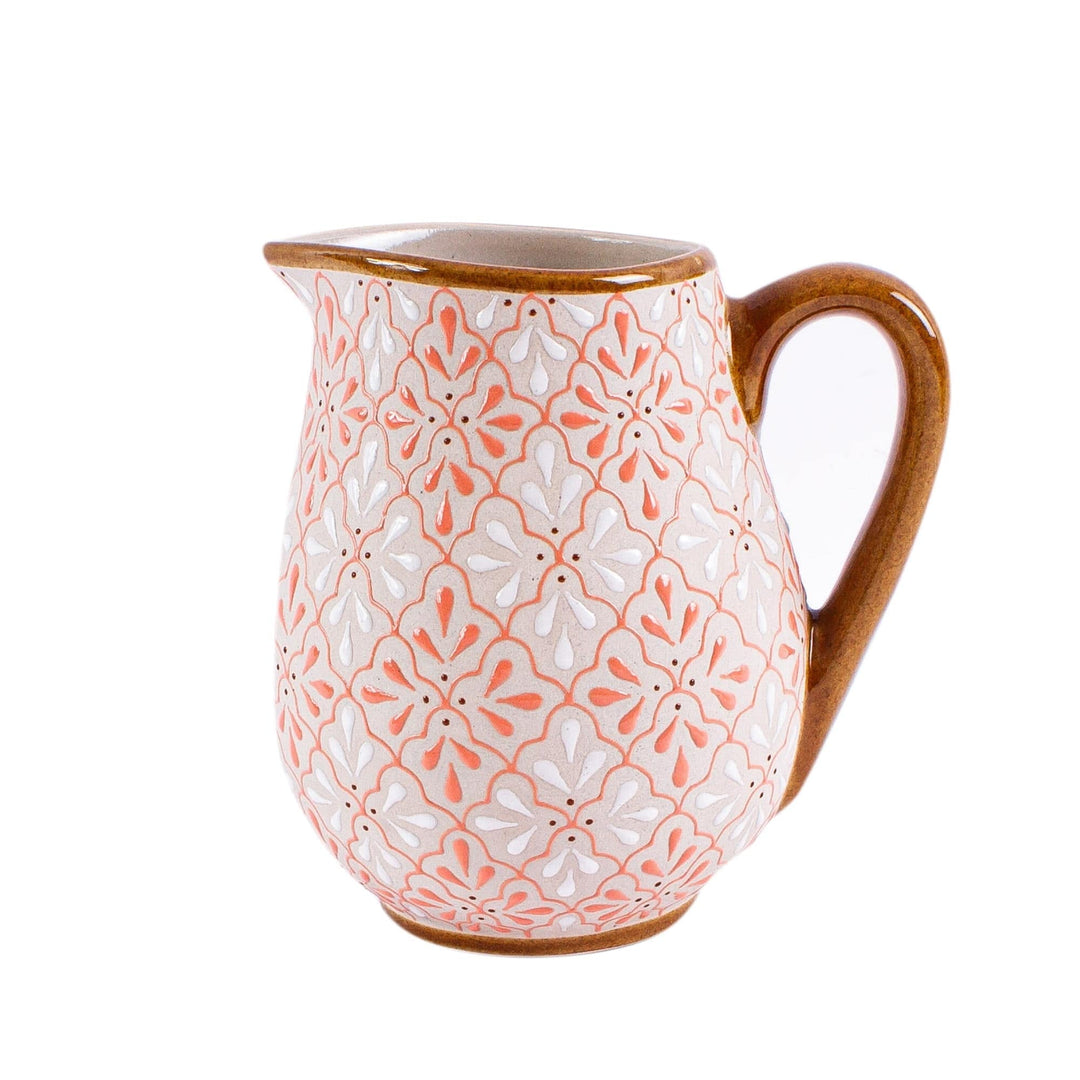 Coral and Ivory Ceramic Pitcher - Flourish in Coral