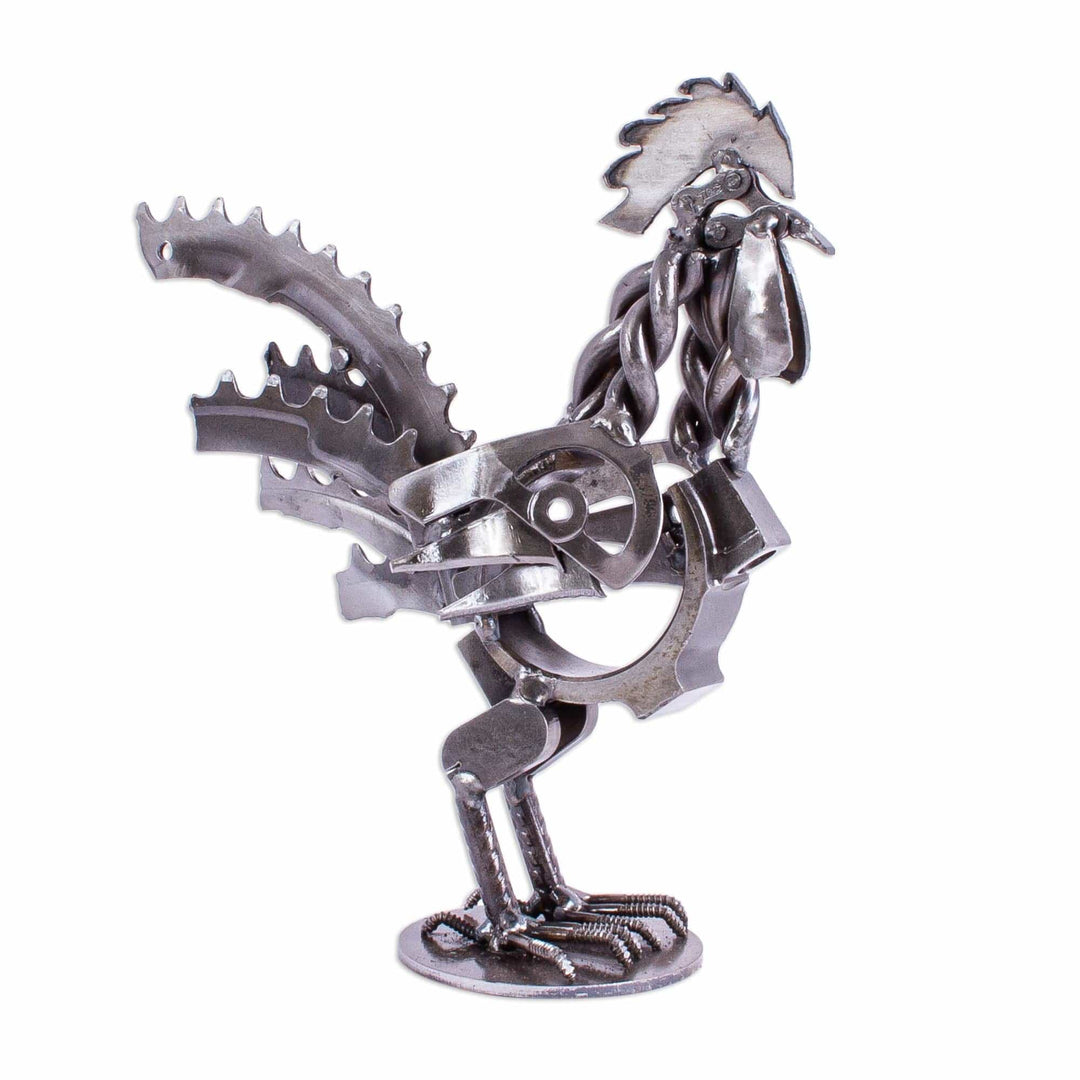 Recycled Auto Parts Shark Sculpture - Shiny Rooster