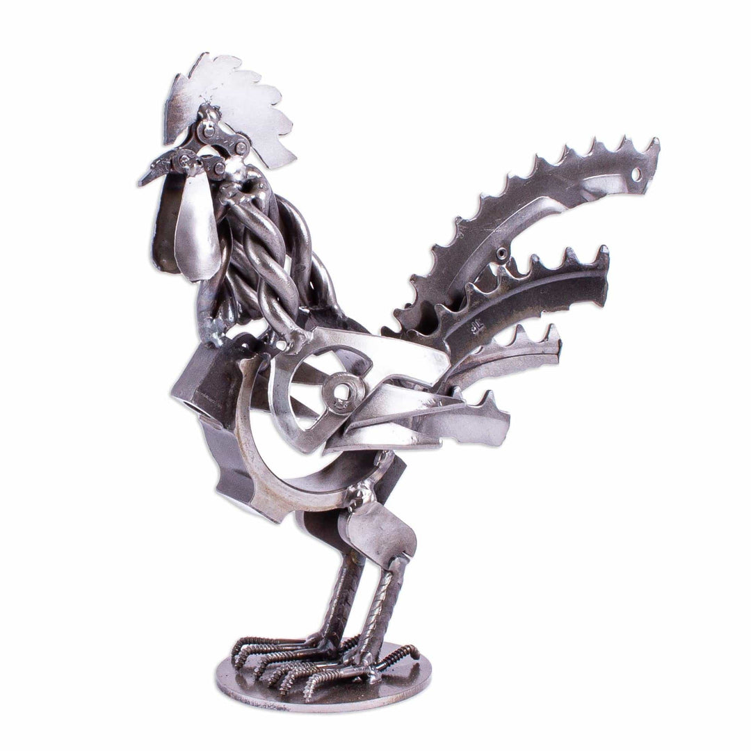 Recycled Auto Parts Shark Sculpture - Shiny Rooster