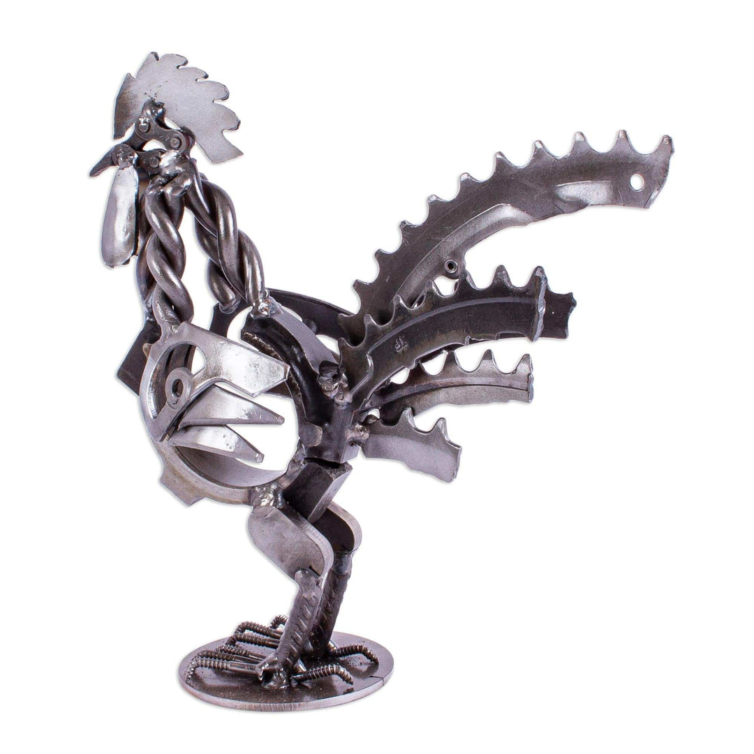 Recycled Auto Parts Shark Sculpture - Shiny Rooster