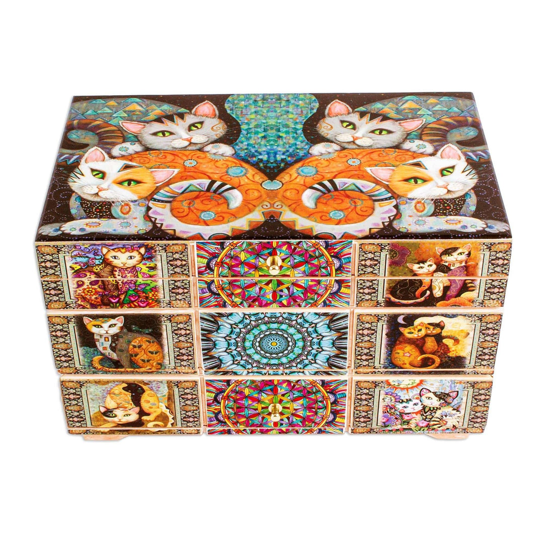 Decoupage Jewelry Box - Protective Cats