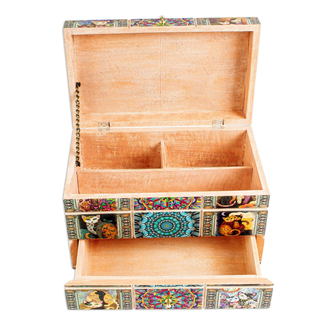 Decoupage Jewelry Box - Protective Cats