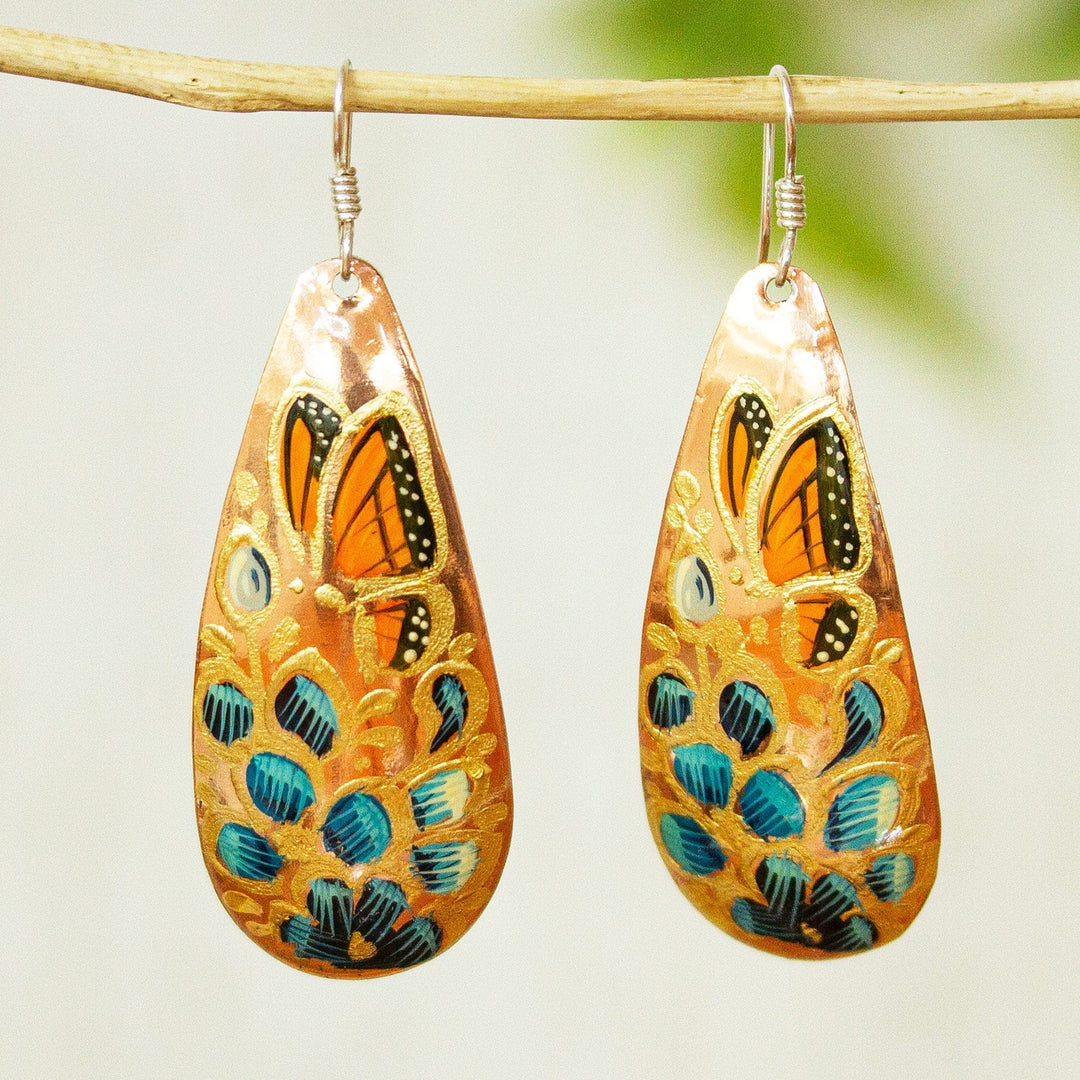 Reclaimed Copper Earrings - Butterfly Lilies