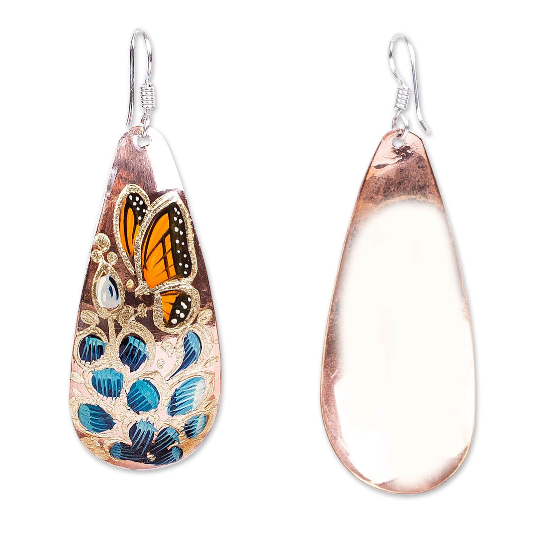 Reclaimed Copper Earrings - Butterfly Lilies