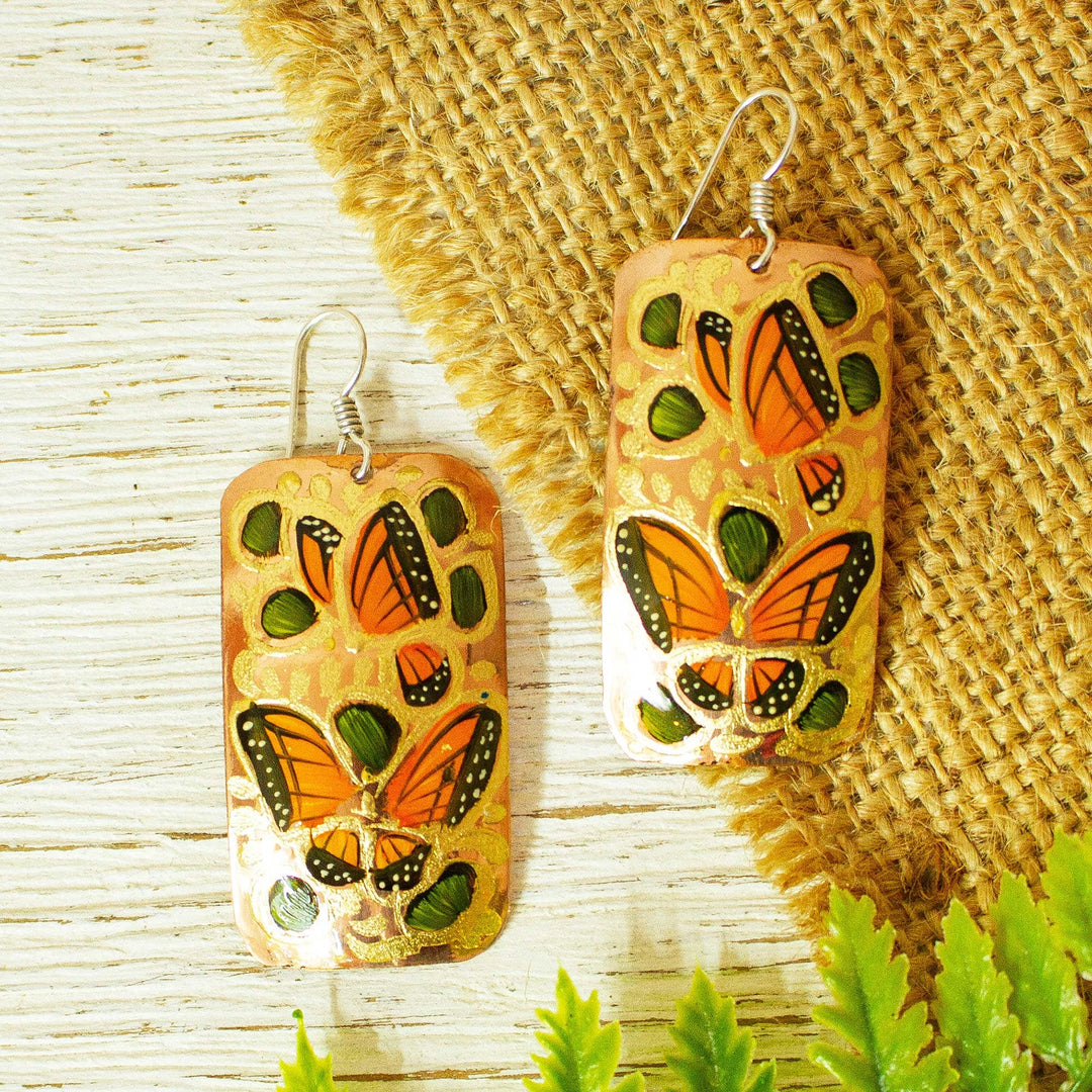 Reclaimed Copper Earrings - Jasmine Butterflies