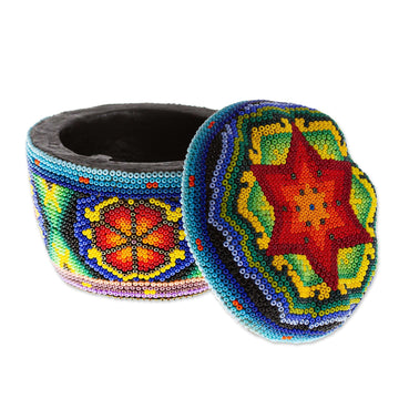 Decorative Beaded Box from Mexico - Huichol Treasure