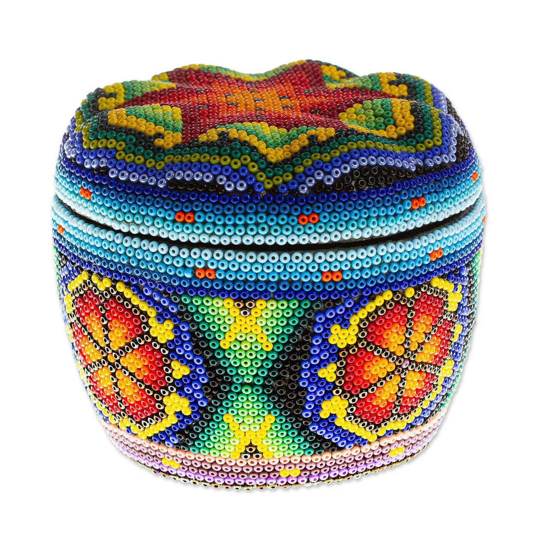 Decorative Beaded Box from Mexico - Huichol Treasure