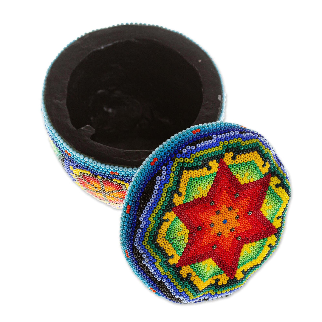 Decorative Beaded Box from Mexico - Huichol Treasure