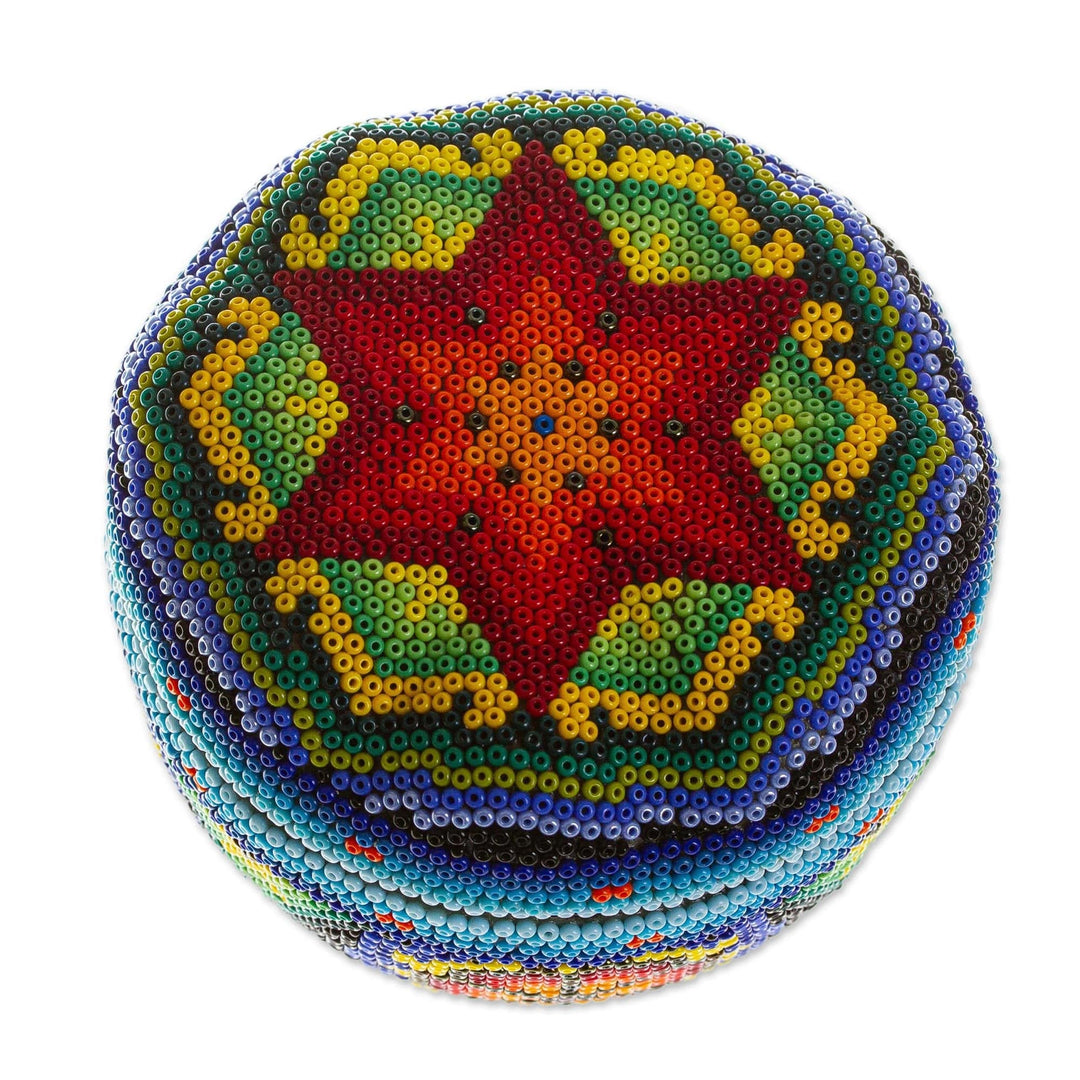 Decorative Beaded Box from Mexico - Huichol Treasure