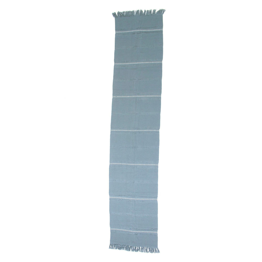 Chiapas 100% Cotton Table Runner of Blue and Grey Threads - Chiapas Sky