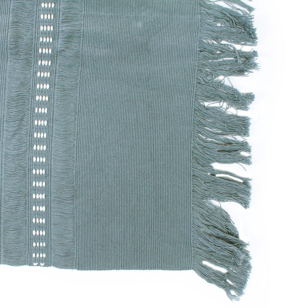 Chiapas 100% Cotton Table Runner of Blue and Grey Threads - Chiapas Sky