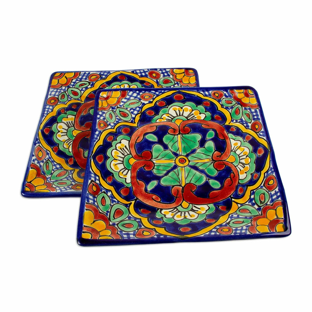 Talavera-Style Ceramic Salad Plates (Pair) - Hidalgo Square