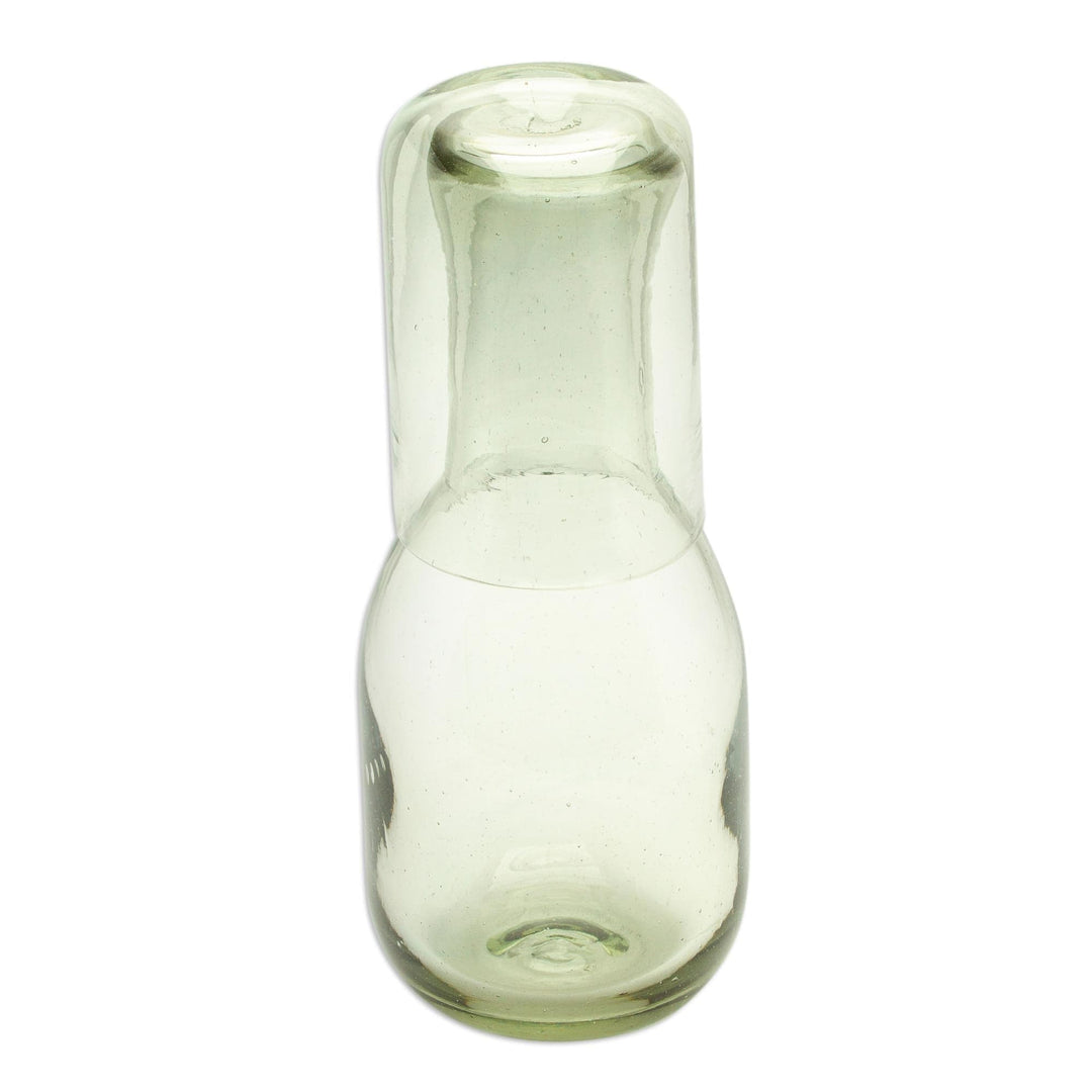 2-Piece Set of Recycled Glass Handblown Carafe and Glass - Cheers