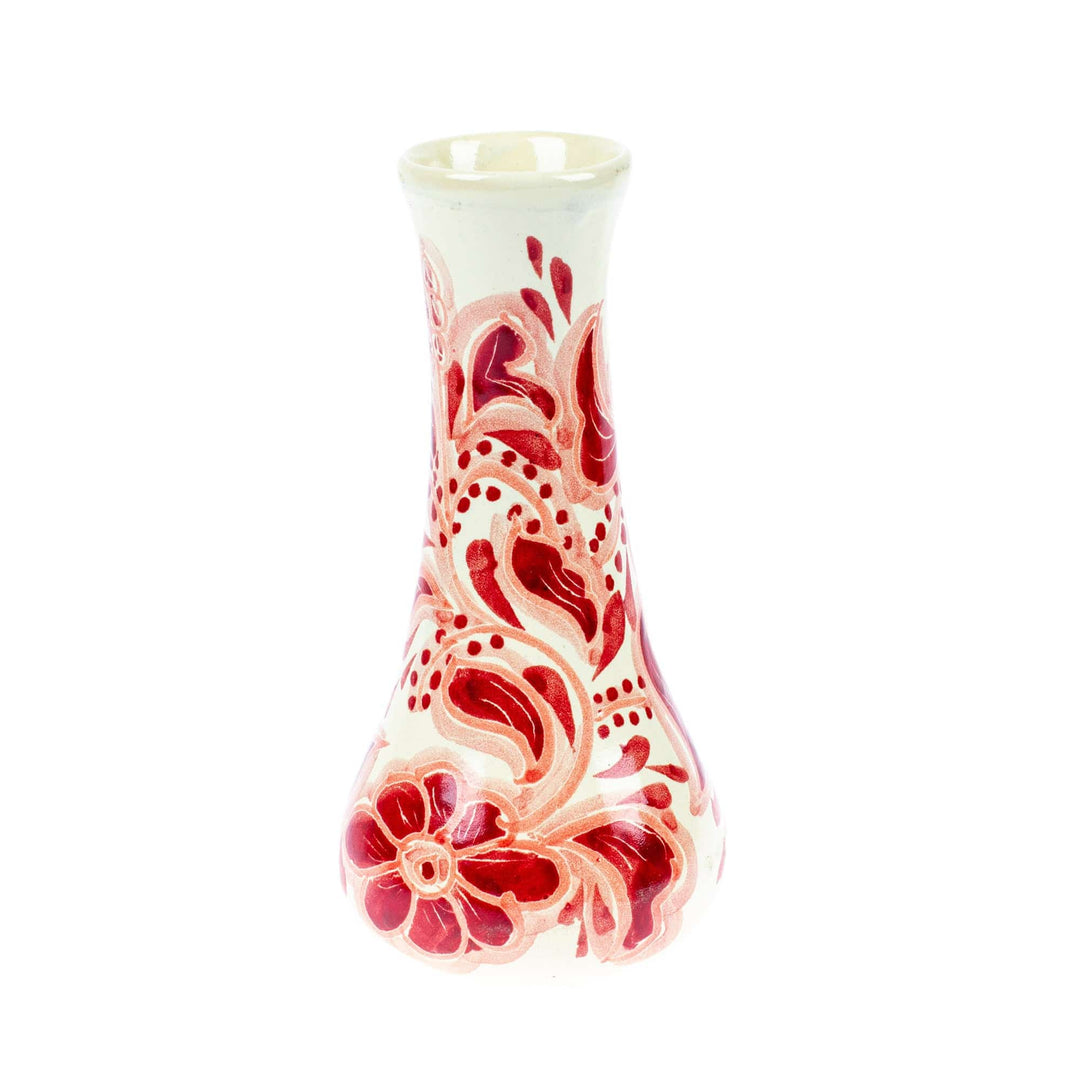 Hand-painted Traditional Mexican Talavera Ceramic Red Vase - Talavera Red
