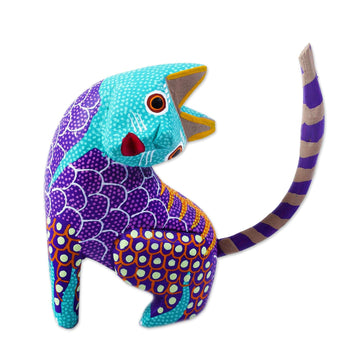 Small Wood Alebrije Figurine - Crazy Cat