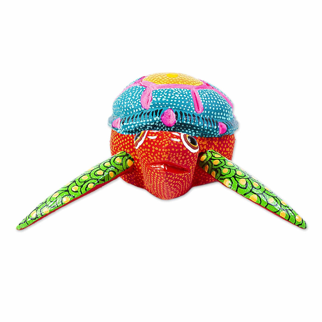 Artisan Crafted Small Alebrije Sculpture - Orange Turtle