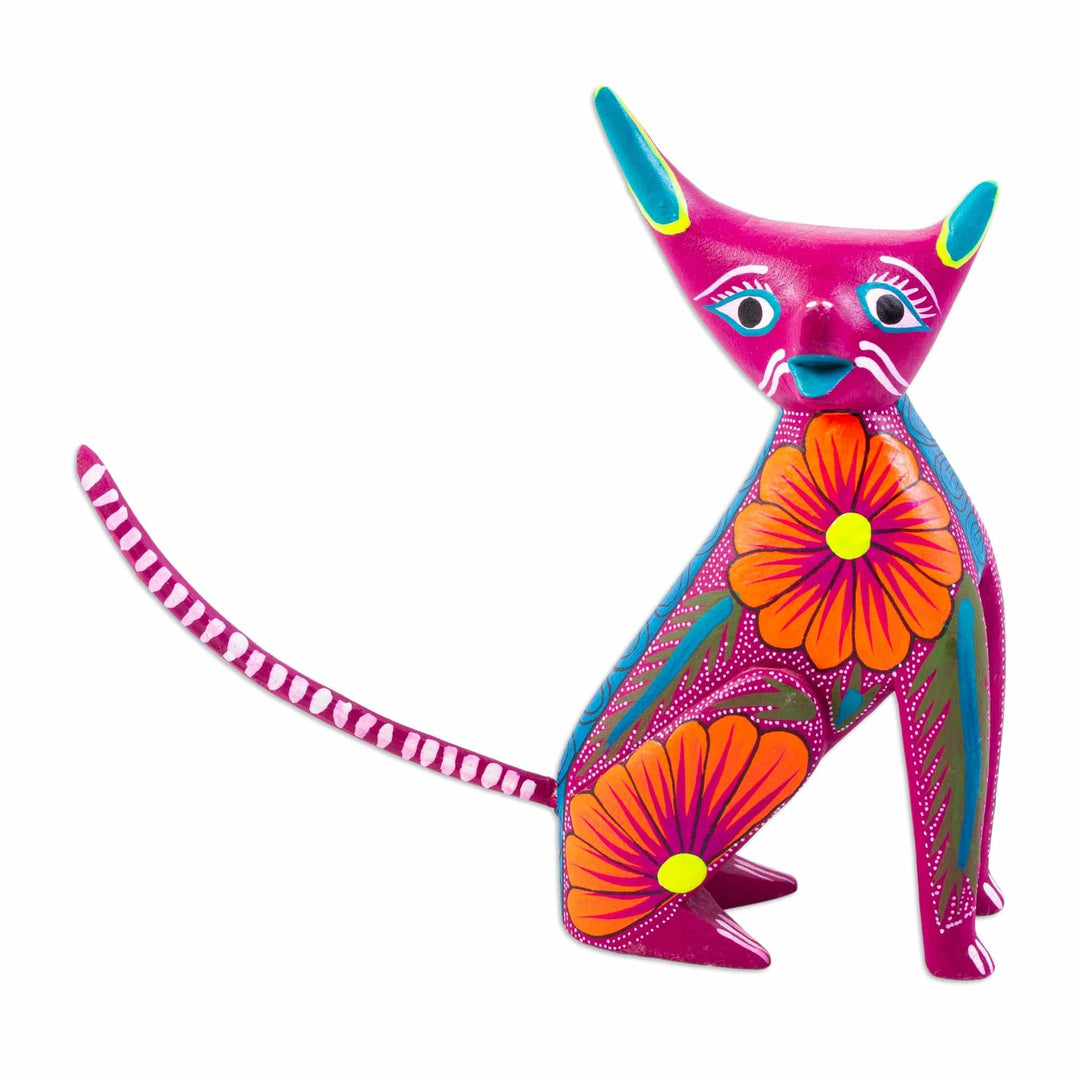 Artisan Crafted Alebrije Sculpture - Quirky Cat