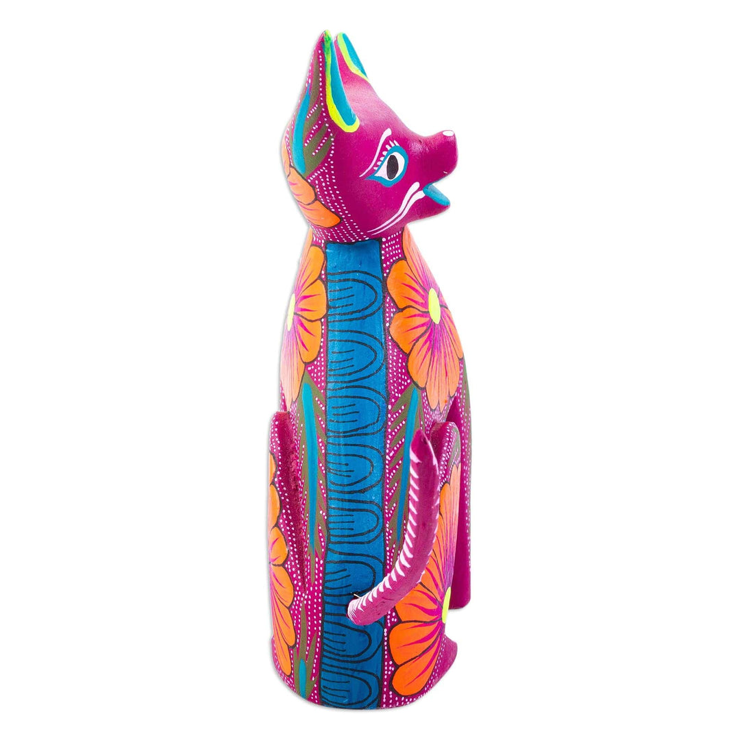 Artisan Crafted Alebrije Sculpture - Quirky Cat