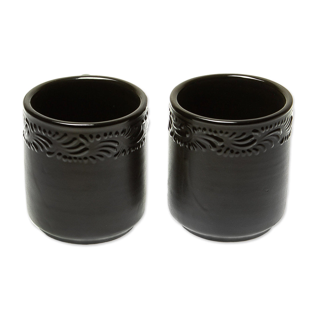 Handmade Ceramic Mugs (Pair) - Tradition in Black