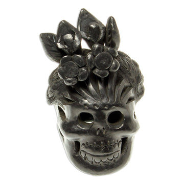 Barro Negro Black Ceramic Skull Figurine - Dark Frida