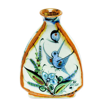 Hand-Painted Floral Ceramic Vase from Mexico - Delta Nature