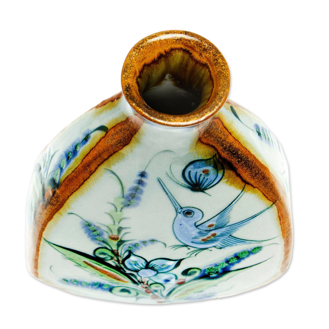 Hand-Painted Floral Ceramic Vase from Mexico - Delta Nature