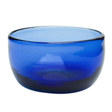 Mexican Handblown Sapphire Bowl Made from Recycled Glass - Vivacious in Blue