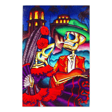 Decoupage Wooden Magnet with Day of the Dead Theme - Colorful Underworld