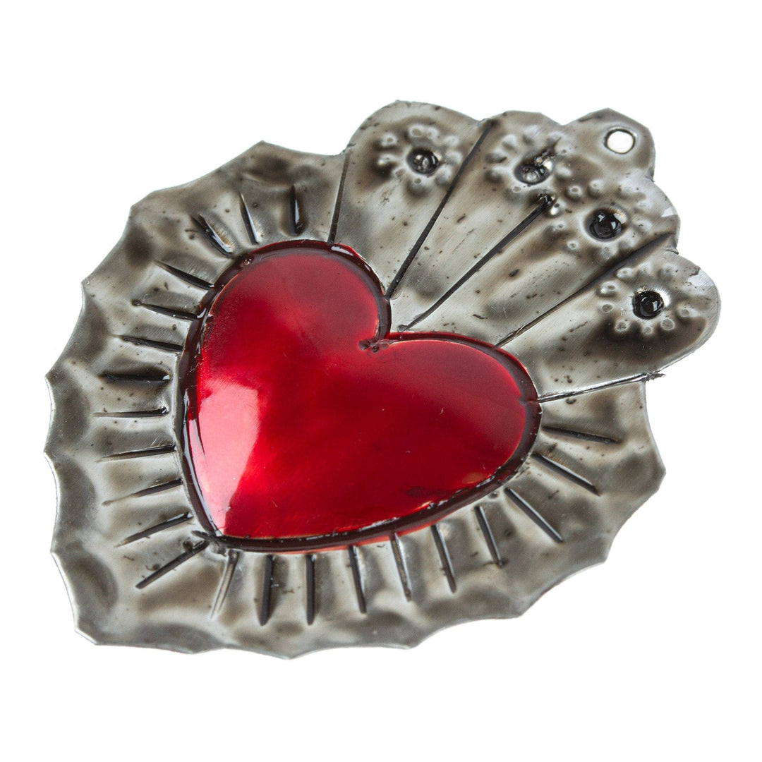 Mexican Tin-Plated Steel Ornament with Peacock Details - Oaxaca Peacock