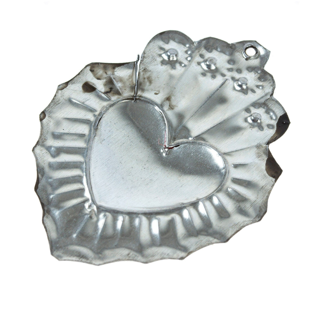 Mexican Tin-Plated Steel Ornament with Peacock Details - Oaxaca Peacock